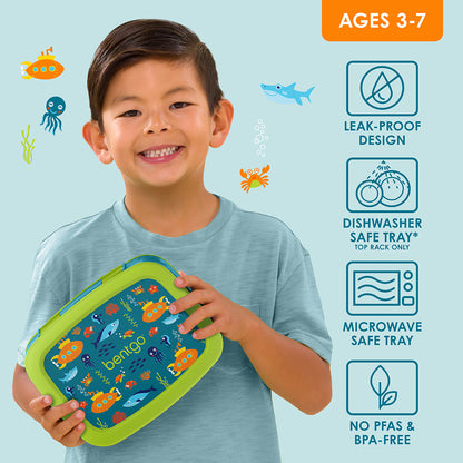 Bentgo Kids Prints Lunch Box - Submarine | Leak-Proof Design, Dishwasher Safe Tray (Top Rack Only), Microwave Safe Tray And No PFAS & BPA-Free