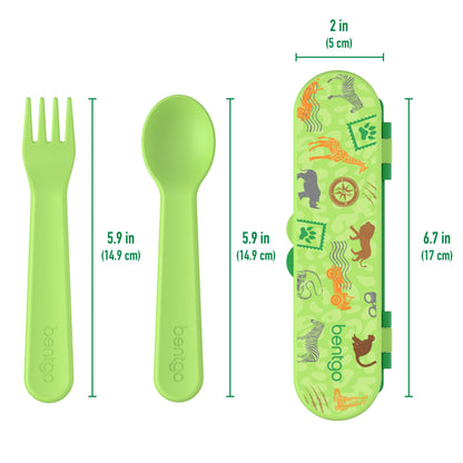 Bentgo® Kids Utensils Set - Safari | Product Dimensions
