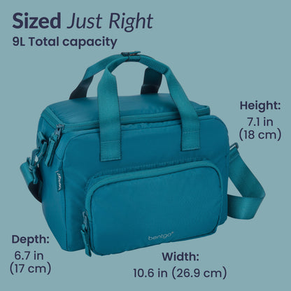 Bentgo® Insulated Lunch Bag - Deep Teal | Sized Just Right - Product Dimensions