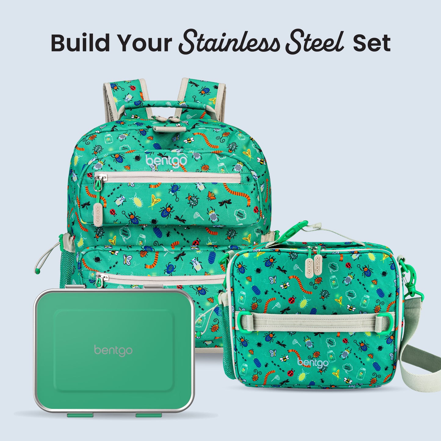 Bentgo Kids Stainless Steel Lunch Box (2-Pack) - Green | Build Your Stainless Steel Set