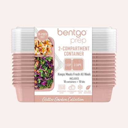 Bentgo® Prep 2-Compartment Meal Prep Containers (20-Piece) - Sweet Pea Glitter | Packaging